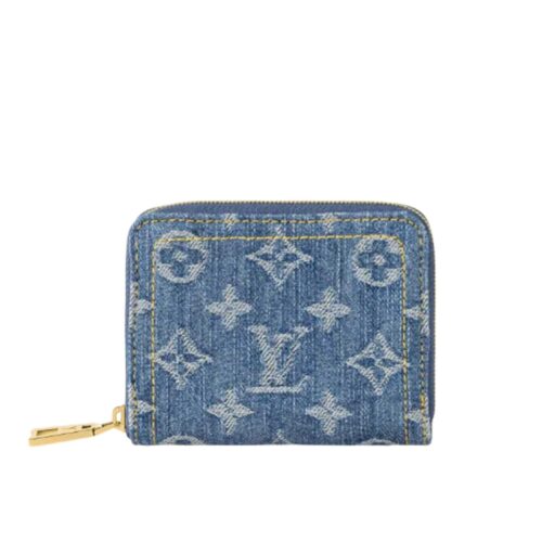 Louis Vuitton Zippy Coin Purse Monogram Denim Wallet Blue 11cm M82957
