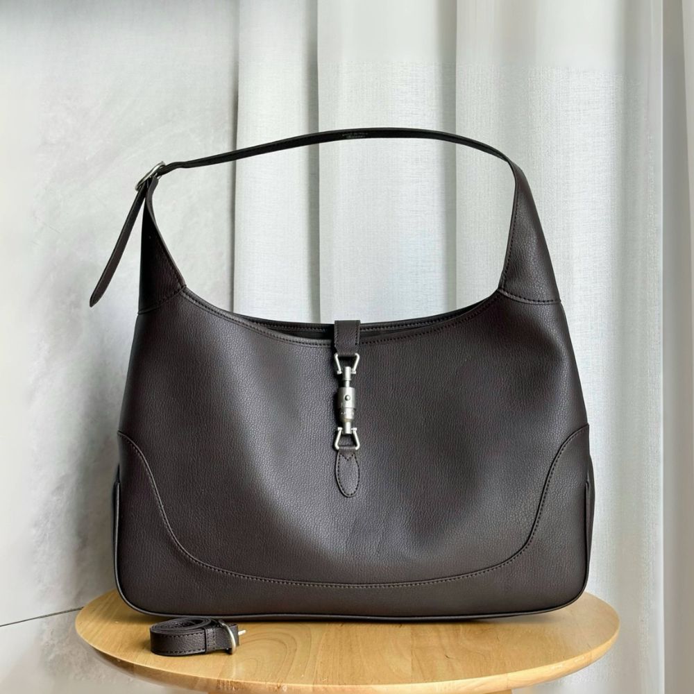 Gucci Jackie 1961 Large Leather Shoulder Bag Chocolate 40Cm - Image 2
