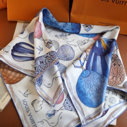 Alternative view of Louis Vuitton Up And Away Printed Square Scarf Blue 90cm M78448