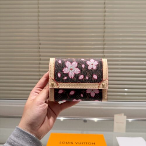 Alternative view of Louis Vuitton x Takashi Murakami Victorine Monogram Sakura Wallet Brown 12cm M13427