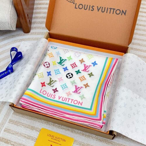 Alternative view of Louis Vuitton X Murakami Monogram Multicolor Printed Silk Square Scarf White 90Cm M94967