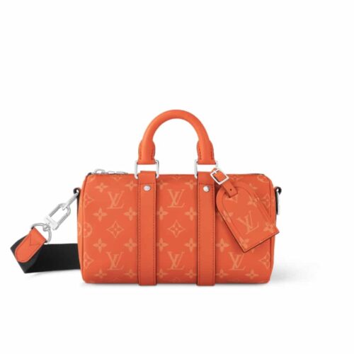 Louis Vuitton Keepall Bandoulière 25 Monogram Canvas Handbag Tangerine 25Cm M31044