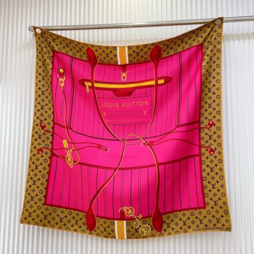 Alternative view of Louis Vuitton My Neverfull Printed Silk Square Scarf Rose Fuchsia 90cm M96258