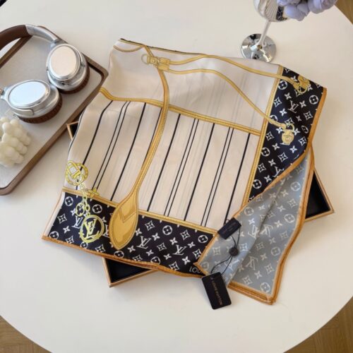 Alternative view of Louis Vuitton My Neverfull Printed Silk Square Scarf Black 90cm M96471