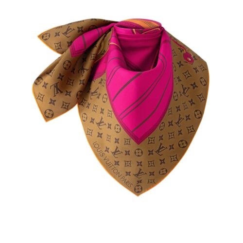 Louis Vuitton My Neverfull Printed Silk Square Scarf Rose Fuchsia 90cm M96258