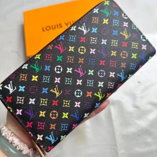 Alternative view of Louis Vuitton x Takashi Murakami Zippy Monogram Canvas Wallet Black Multicolored 19cm