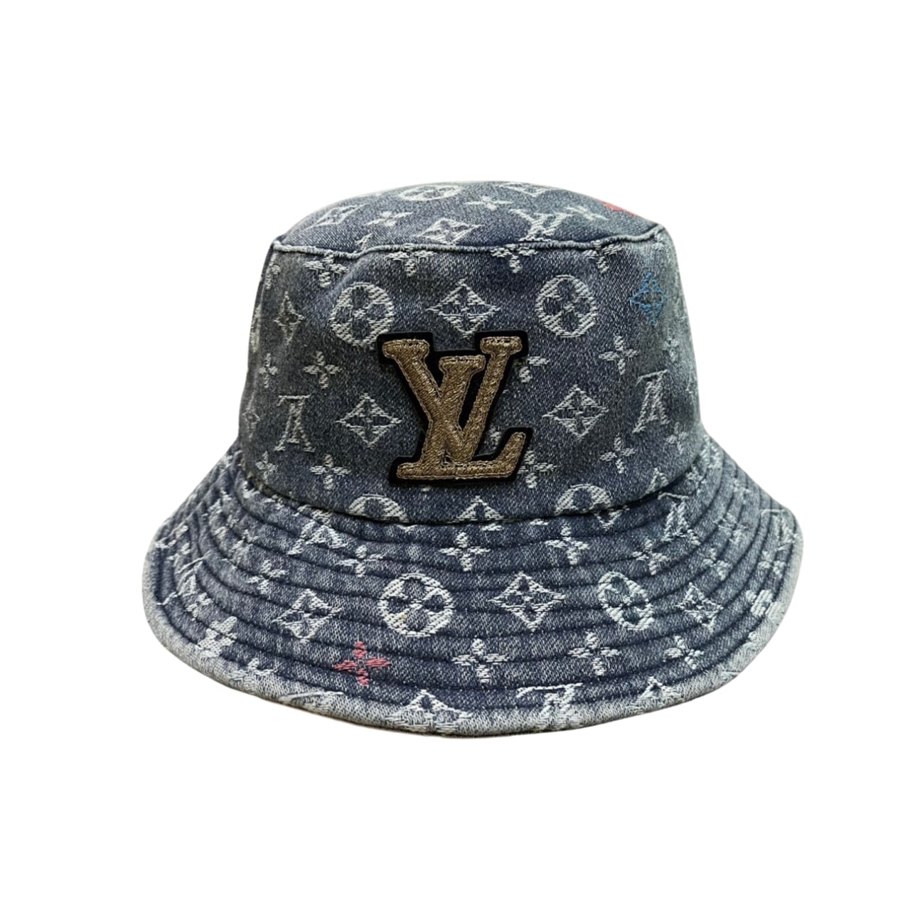 Louis Vuitton Monogram LV Logo Denim Bucket Hat Blue