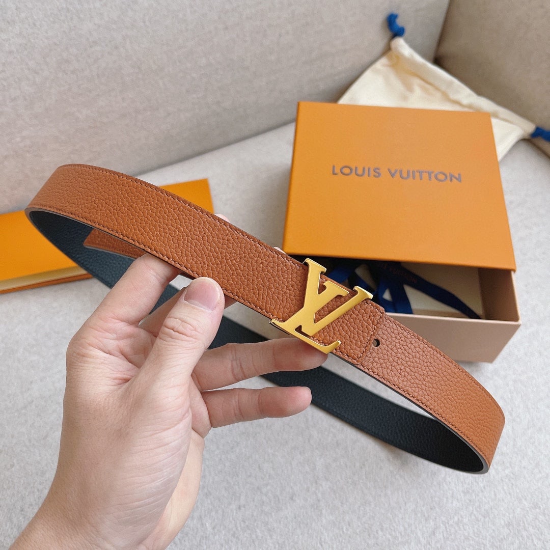 Louis Vuitton LV Initials Reversible Textured Leather Belt Brown 40mm M9151U - Image 2