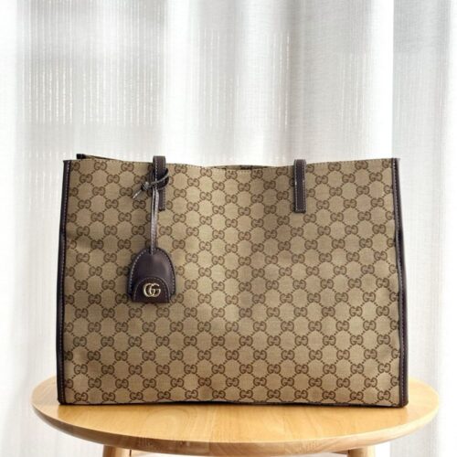 Alternative view of Gucci Londra Large GG Canvas Tote Bag Sand And Dark Brown 40Cm 875056 FAF8N 9651
