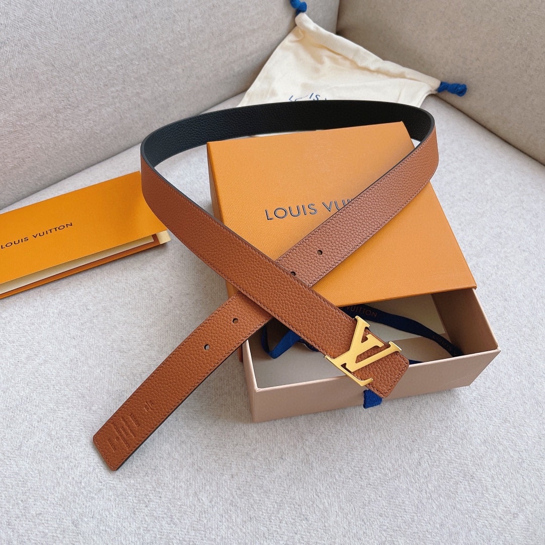 Louis Vuitton LV Initials Reversible Textured Leather Belt Brown 40mm M9151U - Image 4