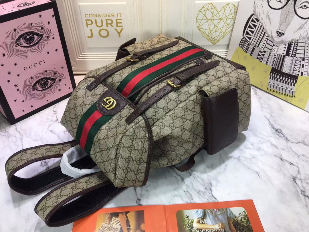 Gucci Ophidia Medium GG Supreme Canvas Backpack Beige Brown 40cm 598140 HUHAT 8564 - Image 6