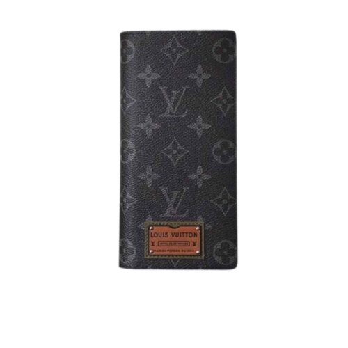 Louis Vuitton Vertical Monogram Eclipse Canvas Wallet Black 20cm