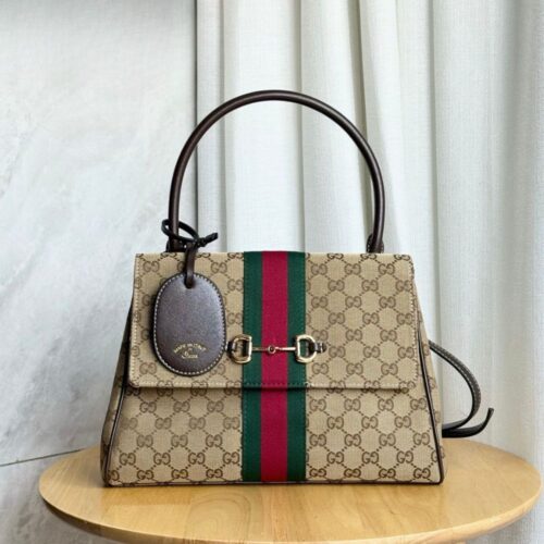 Alternative view of Gucci Paparazzo Medium GG Canvas Top Handle Bag Sand And Dark Brown 32Cm ‎875018 FAFV9 9653