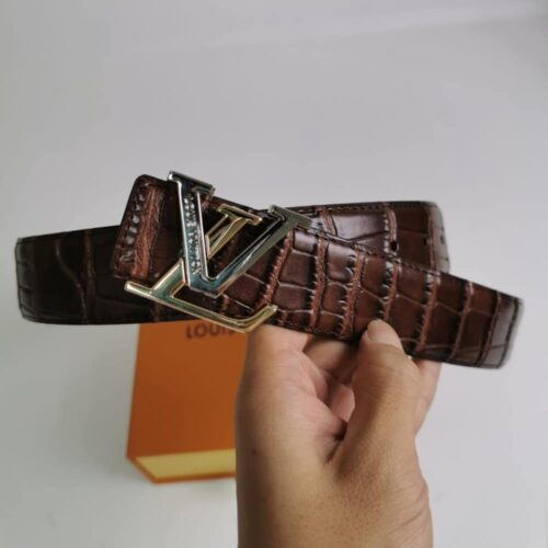 Alternative view of Louis Vuitton LV Initiales Reversible Textured Leather Belt Brown 38mm