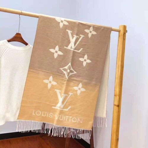 Alternative view of Louis Vuitton Reykjavik Gradient Monogram Cashmere Scarf Brown 190Cm