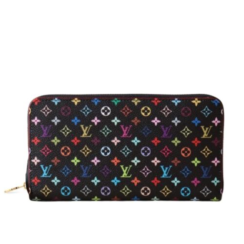 Louis Vuitton x Takashi Murakami Zippy Monogram Canvas Wallet Black Multicolored 19cm