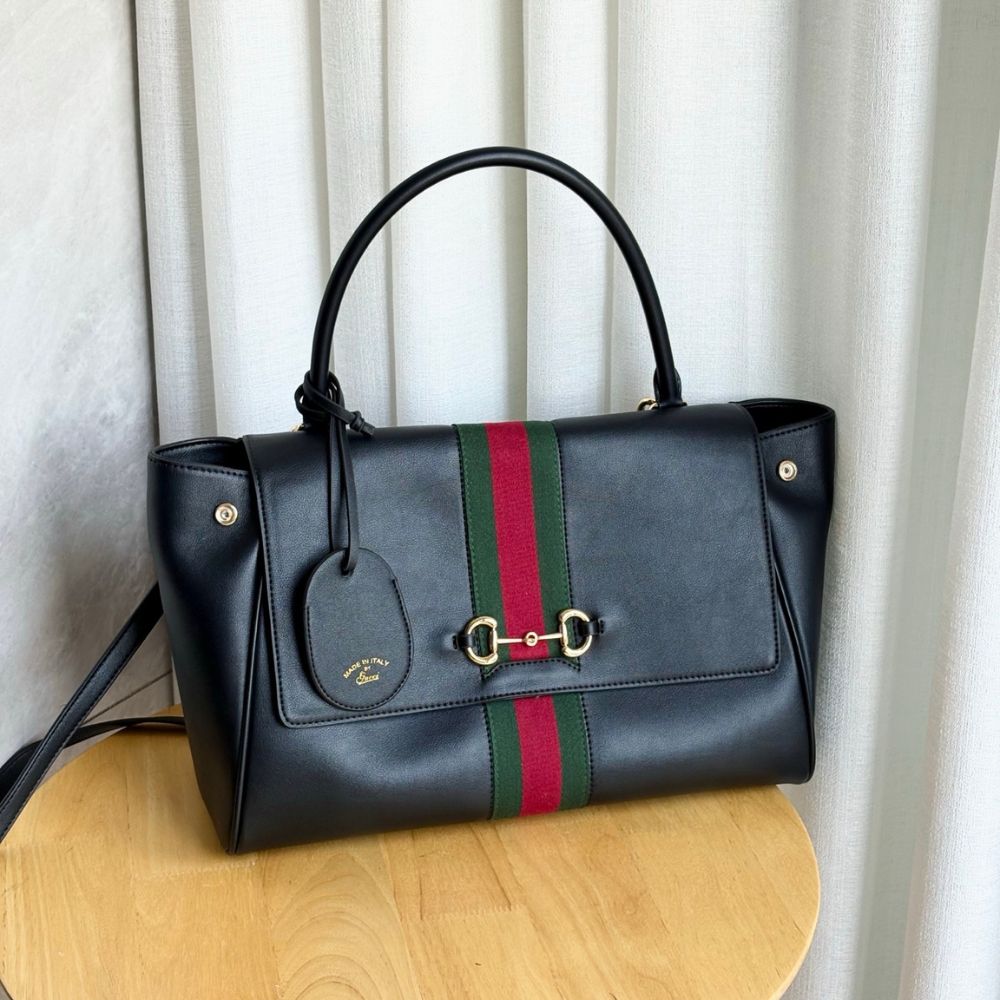 Gucci Paparazzo Large Leather Top Handle Bag Black 37Cm 875019 AAGIQ 1053 - Image 5