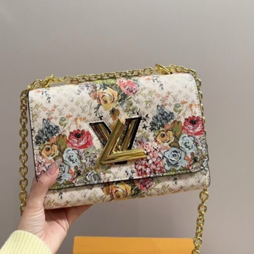 Alternative view of Louis Vuitton Twist MM Epi Leather Crossbody Bag Floral Beige 23Cm
