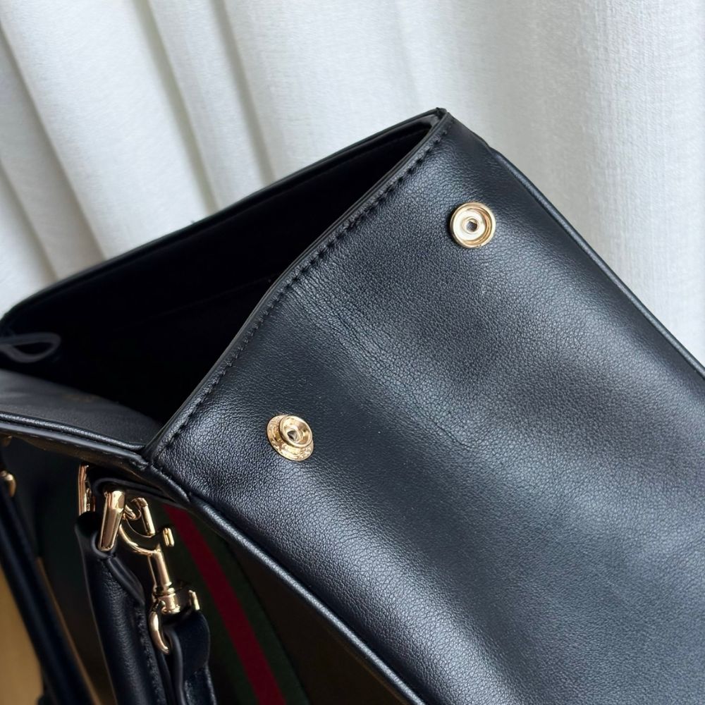 Gucci Paparazzo Large Leather Top Handle Bag Black 37Cm 875019 AAGIQ 1053 - Image 8
