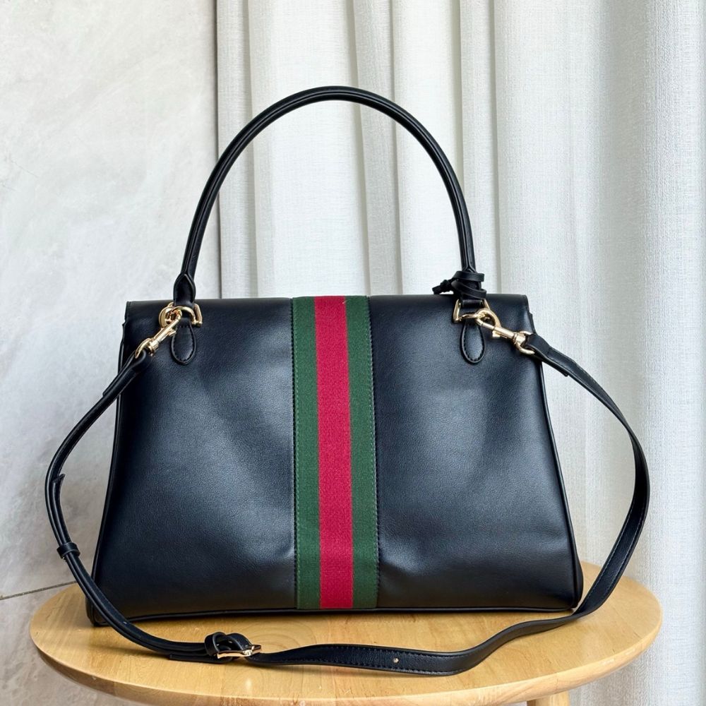 Gucci Paparazzo Large Leather Top Handle Bag Black 37Cm 875019 AAGIQ 1053 - Image 4