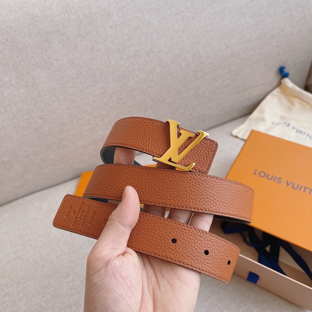 Louis Vuitton LV Initials Reversible Textured Leather Belt Brown 40mm M9151U - Image 3