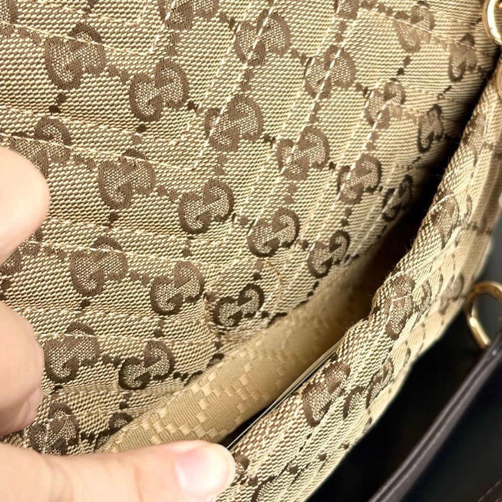 Gucci GG Marmont Medium GG Canvas Shoulder Bag Sand And Dark Brown 31Cm 850676 FAF05 9651 - Image 8