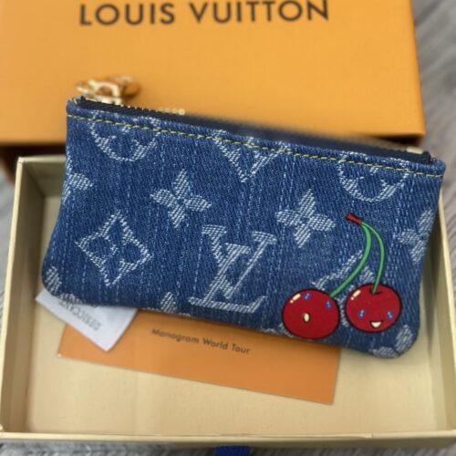 Alternative view of Louis Vuitton x Murakami Key Pouch Monogram Cherry Denim Wallet Denim Blue 12cm M14938