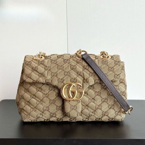 Alternative view of Gucci GG Marmont Small GG Canvas Shoulder Bag Sand And Dark Brown 23Cm ‎855371 FAF05 9651