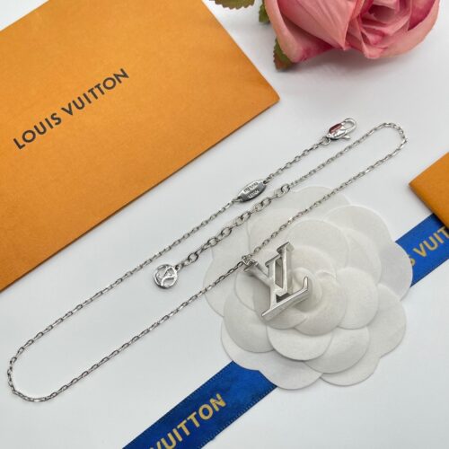 Alternative view of Louis Vuitton LV Logo Silver Tone Necklace