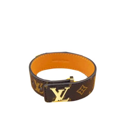 Louis Vuitton Monogram Leather Bracelet Brown Gold