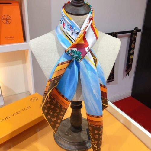 Alternative view of Louis Vuitton LV Marina Printed Square Scarf Brown 90Cm M78195