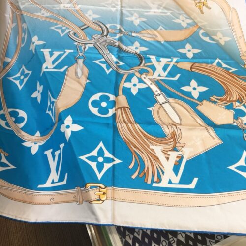 Alternative view of Louis Vuitton Monogram Gradient Printed Square Scarf Blue 90cm M76777