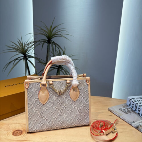 Alternative view of Louis Vuitton OnTheGo PM Monogram Emblème Handbag Gray 25cm
