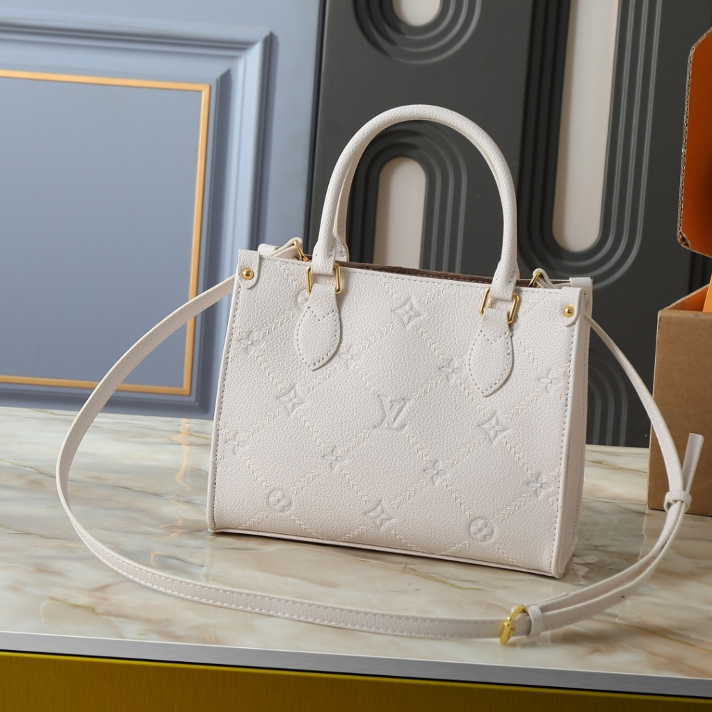 Louis Vuitton Onthego PM Monogram Empreinte Couture Handbag Ivory 25cm - Image 5