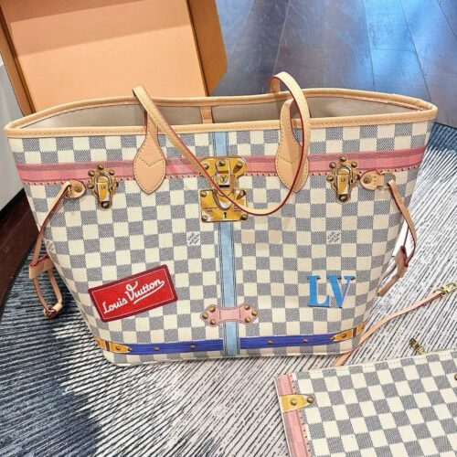 Alternative view of Louis Vuitton Summer Trunks Neverfull MM Damier Azur Tote Bag Multicolor 32cm