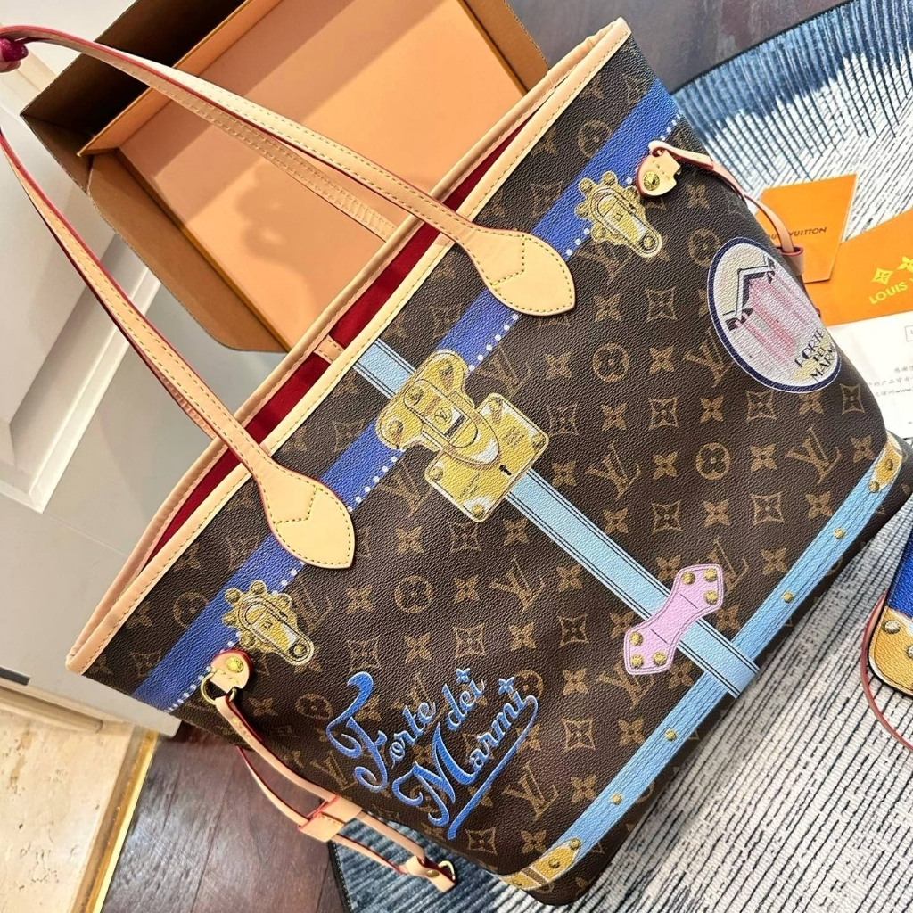 Louis Vuitton Summer Trunks Neverfull MM Monogram Canvas Tote Bag Multicolor 32cm - Image 3