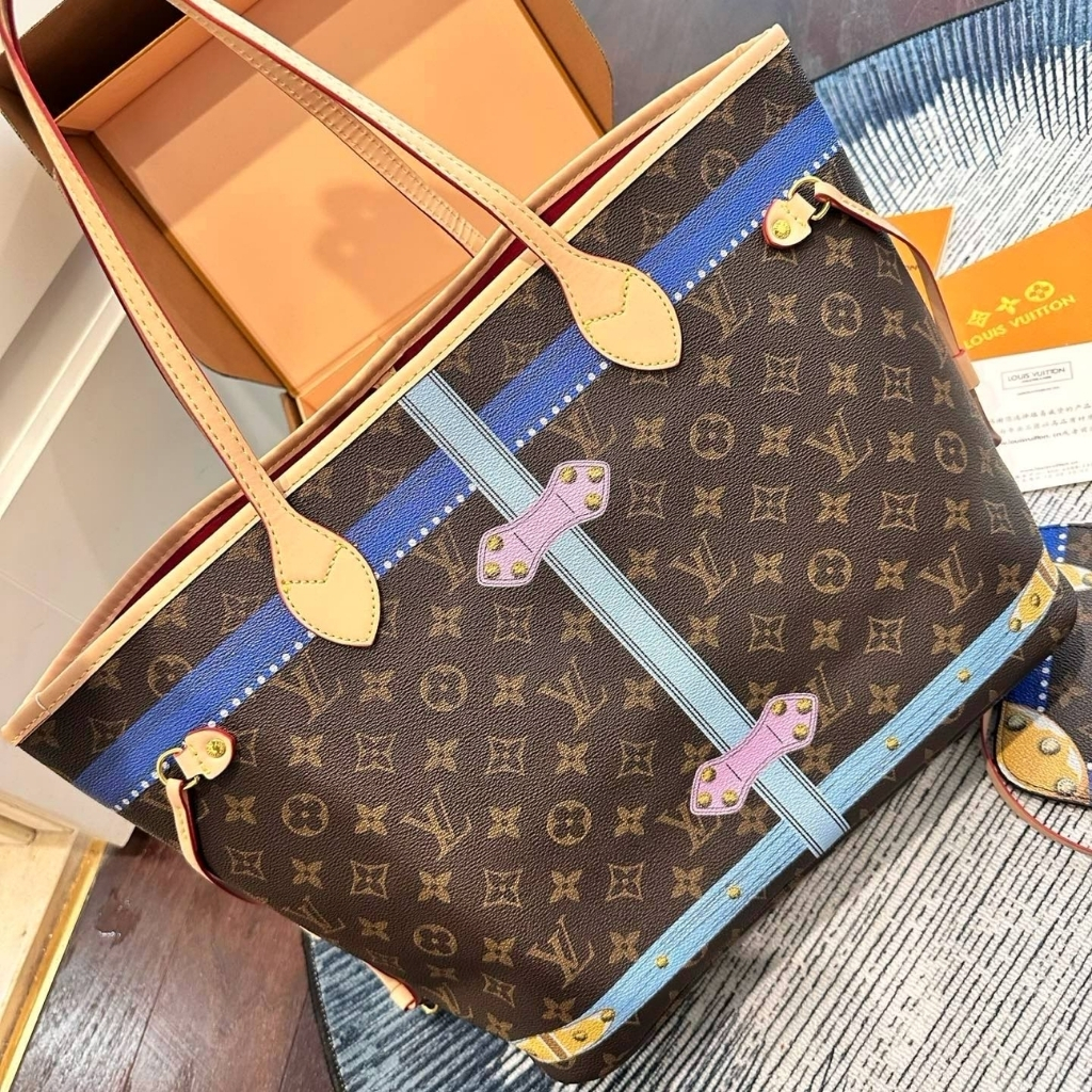 Louis Vuitton Summer Trunks Neverfull MM Monogram Canvas Tote Bag Multicolor 32cm - Image 7