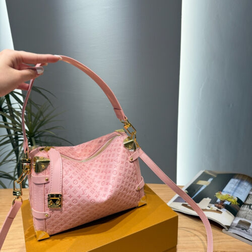 Alternative view of Louis Vuitton Side Trunk MM Minigram Canvas Shoulder Bag Pink 23cm
