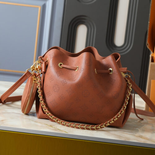 Alternative view of Louis Vuitton Bella Small Mahina Leather Bucket Bag Cognac 22cm M27378