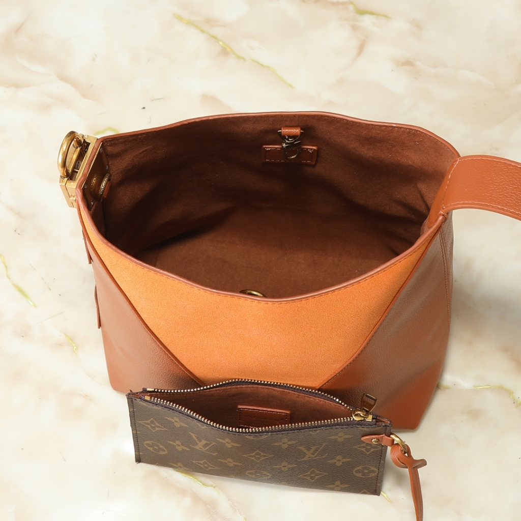 Louis Vuitton Low Key Hobo MM Grained And Suede Hobo Bag Cognac 28cm M29156 - Image 8