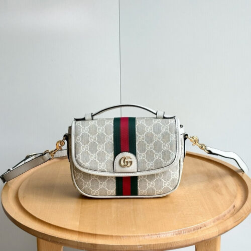 Alternative view of Gucci Ophidia Small GG Monogram Top Handle Bag Beige And White 20Cm 836843 FAE0J 9643