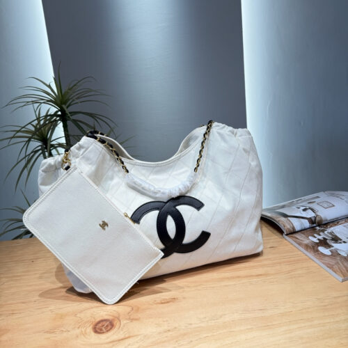 Alternative view of Chanel Shopping Bag Small Denim Tote Bag White Black 41cm AS6191 B23825 U8835