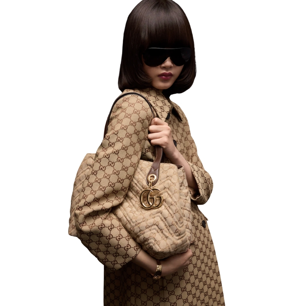 Gucci Marmont Medium GG Canvas Tote Bag Sand And Dark Brown 30cm 855279 FAF05 9651 - Image 10