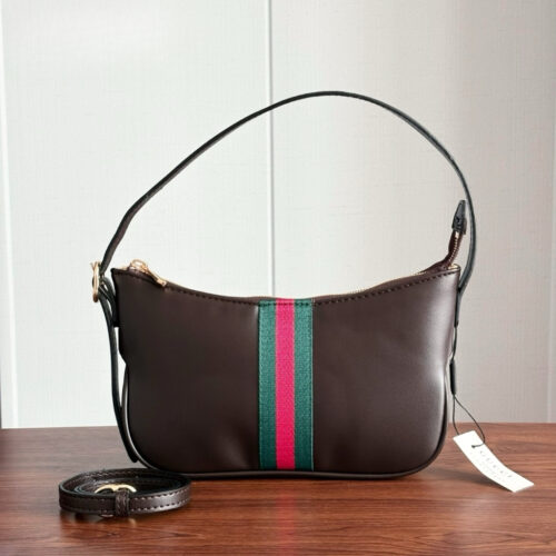 Alternative view of Gucci Lunetta Small Smooth Leather Crossbody Bag Dark Brown 22cm ‎863406 AAGF8 2049