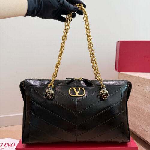 Alternative view of Valentino Garavani Panthea Medium Nappa Leather Tote bag Black 32cm WB0S70UYF0NO