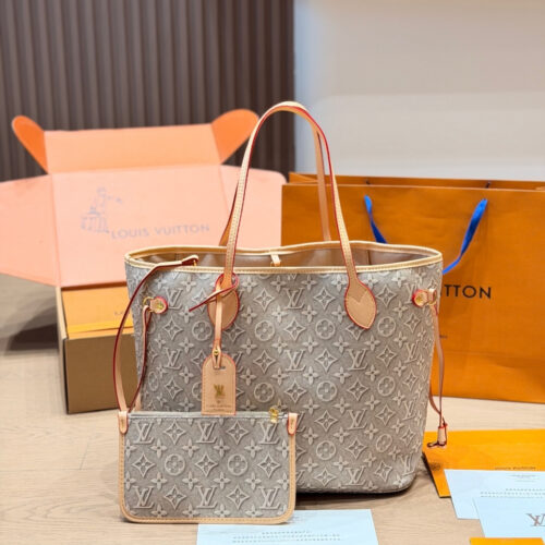 Alternative view of Louis Vuitton Neverfull MM Monogram Emblème Tote Bag Gray 32cm M2A381