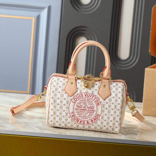 Alternative view of Louis Vuitton Speedy Bandoulière 20 Monogram Canvas Handbag LV Stamp Nude Rose 20Cm M29459