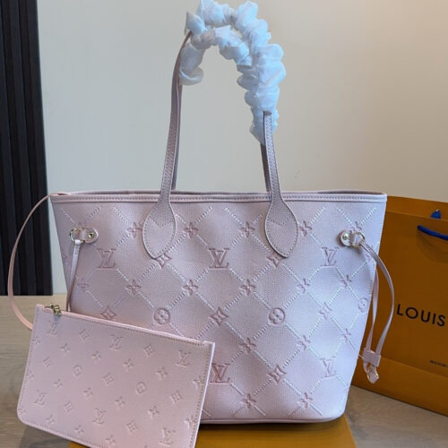Alternative view of Louis Vuitton Neverfull MM Monogram Empreinte Couture Tote Bag Light Pink 31cm M28527