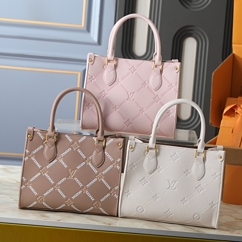 Louis Vuitton Onthego PM Monogram Empreinte Couture Handbag Ivory 25cm - Image 9
