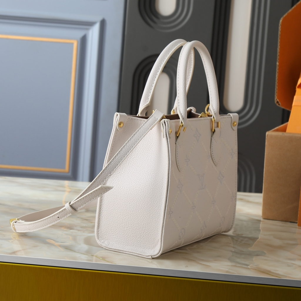 Louis Vuitton Onthego PM Monogram Empreinte Couture Handbag Ivory 25cm - Image 3